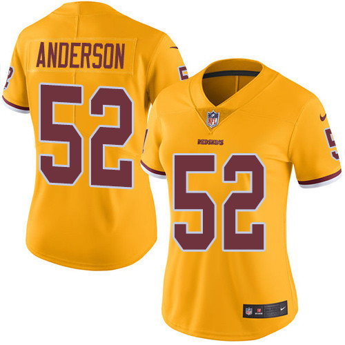 Nike Redskins #52 Ryan Anderson Gold Women's Stitched NFL Limited Rush Jersey - Click Image to Close